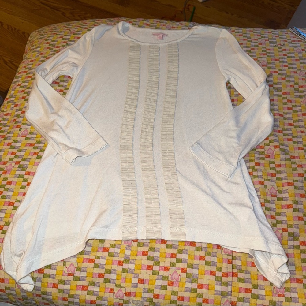 Penny Candy Girls Size 6 White Long Shirt Tunic